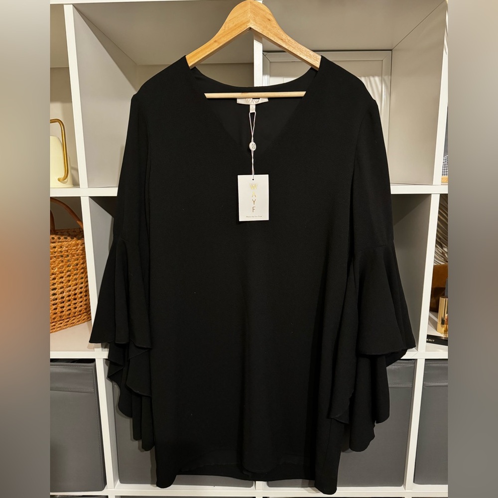 NWT WAYF Black Mini Dress with sleeve detail Size L
